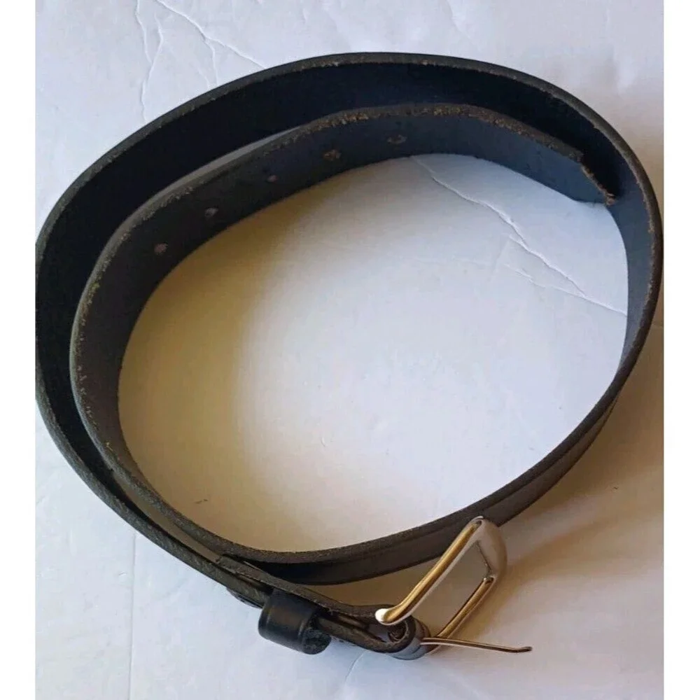 JayPee Top Grain  Leather Belt  Size 36 Black Brass Buckle Men's Bridle Cowhide